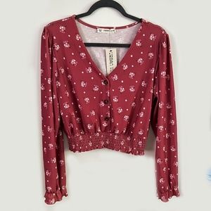 NWT Urban Vine floral crop top blouse size L large
